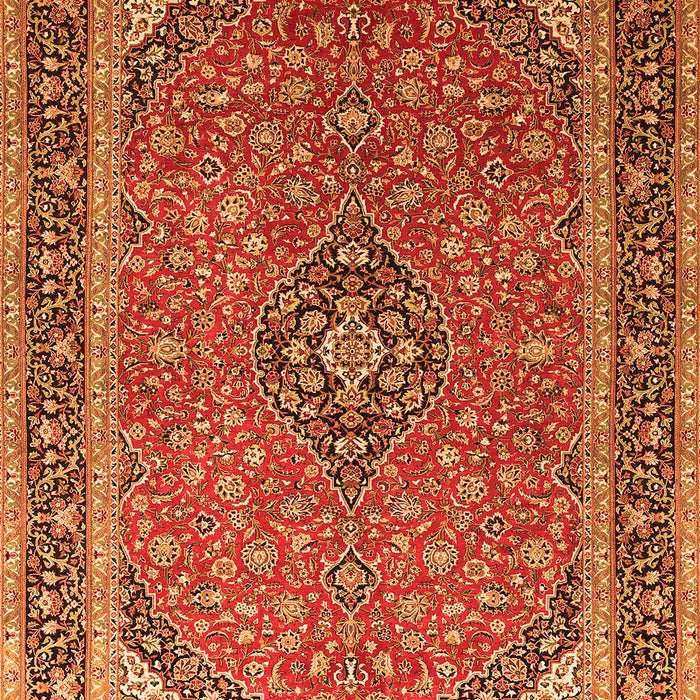 Serging Thickness of Machine Washable Persian Orange Traditional Area Rugs, wshtr966org