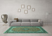 Machine Washable Persian Turquoise Traditional Area Rugs in a Living Room,, wshtr966turq