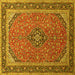 Square Machine Washable Persian Yellow Traditional Rug, wshtr966yw