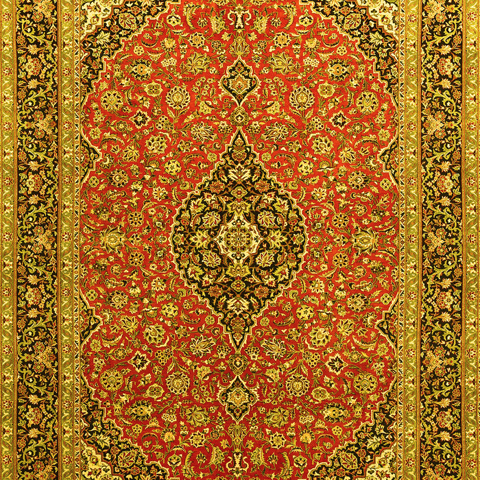 Machine Washable Persian Yellow Traditional Rug, wshtr966yw