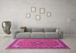 Machine Washable Persian Pink Traditional Rug in a Living Room, wshtr966pnk