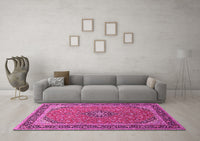 Machine Washable Persian Pink Traditional Rug, wshtr966pnk