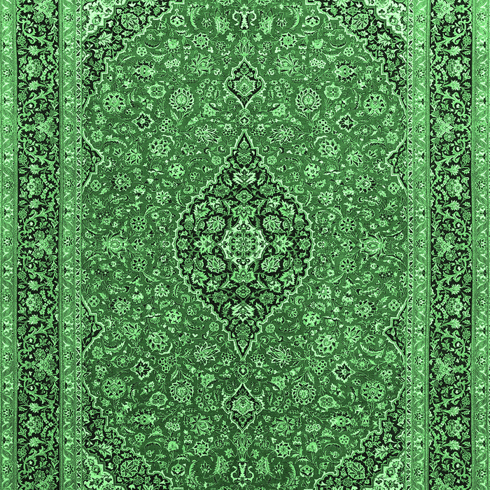 Machine Washable Persian Emerald Green Traditional Area Rugs, wshtr966emgrn