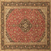 Square Machine Washable Persian Brown Traditional Rug, wshtr966brn