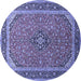 Round Machine Washable Persian Blue Traditional Rug, wshtr966blu