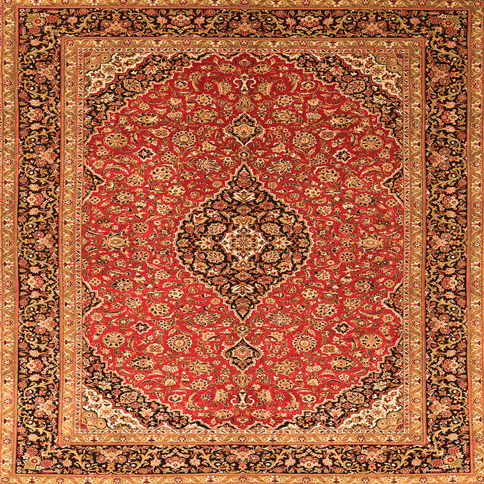 Round Machine Washable Persian Orange Traditional Area Rugs, wshtr966org