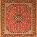 Round Machine Washable Persian Orange Traditional Area Rugs, wshtr966org