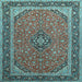 Square Machine Washable Persian Light Blue Traditional Rug, wshtr966lblu
