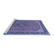 Sideview of Machine Washable Persian Blue Traditional Rug, wshtr966blu