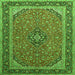 Round Machine Washable Persian Green Traditional Area Rugs, wshtr966grn