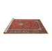 Sideview of Machine Washable Traditional Tangerine Pink Rug, wshtr967
