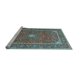 Sideview of Machine Washable Persian Light Blue Traditional Rug, wshtr967lblu
