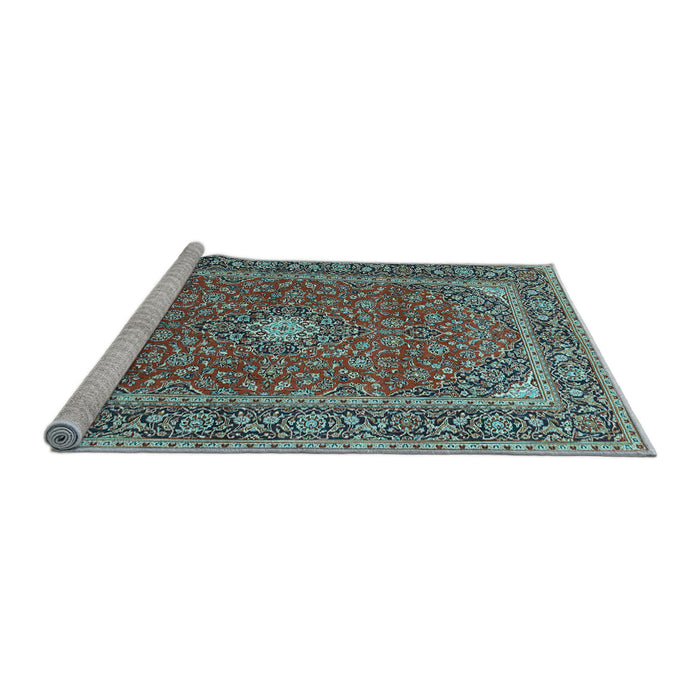 Sideview of Machine Washable Persian Light Blue Traditional Rug, wshtr967lblu