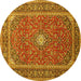 Round Machine Washable Persian Yellow Traditional Rug, wshtr967yw