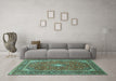 Machine Washable Persian Turquoise Traditional Area Rugs in a Living Room,, wshtr967turq