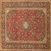Square Machine Washable Persian Brown Traditional Rug, wshtr967brn