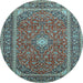 Round Machine Washable Persian Light Blue Traditional Rug, wshtr967lblu