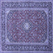 Square Machine Washable Persian Blue Traditional Rug, wshtr967blu