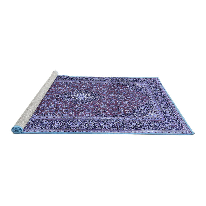 Sideview of Machine Washable Persian Blue Traditional Rug, wshtr967blu