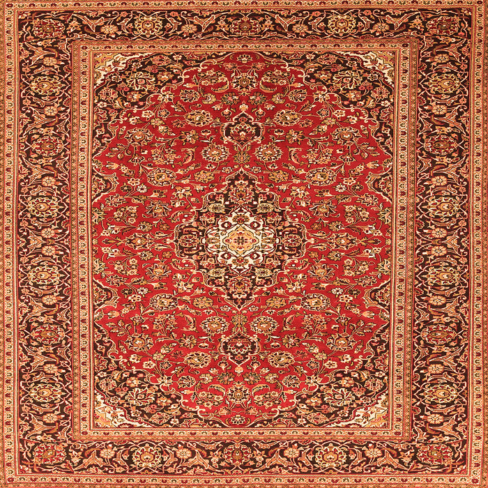 Round Machine Washable Persian Orange Traditional Area Rugs, wshtr967org
