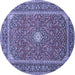 Round Machine Washable Persian Blue Traditional Rug, wshtr967blu