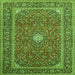 Round Machine Washable Persian Green Traditional Area Rugs, wshtr967grn
