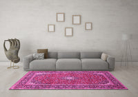 Machine Washable Persian Pink Traditional Rug, wshtr967pnk