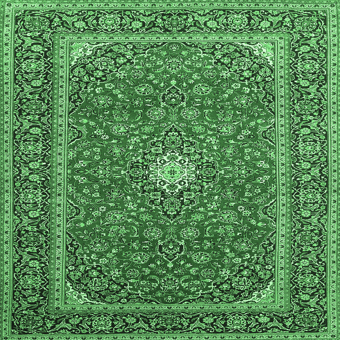 Square Machine Washable Persian Emerald Green Traditional Area Rugs, wshtr967emgrn