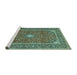 Sideview of Machine Washable Persian Turquoise Traditional Area Rugs, wshtr967turq