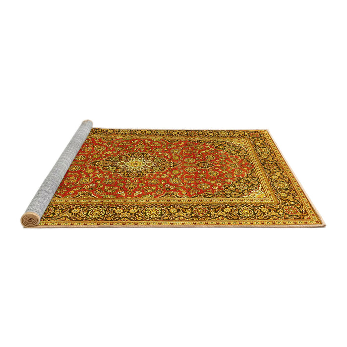 Sideview of Machine Washable Persian Yellow Traditional Rug, wshtr967yw