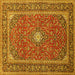 Square Machine Washable Persian Yellow Traditional Rug, wshtr967yw