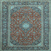 Square Machine Washable Persian Light Blue Traditional Rug, wshtr967lblu