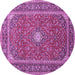 Round Machine Washable Persian Purple Traditional Area Rugs, wshtr967pur