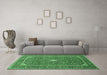 Machine Washable Persian Emerald Green Traditional Area Rugs in a Living Room,, wshtr967emgrn
