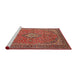 Sideview of Machine Washable Traditional Sand Brown Rug, wshtr968