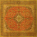 Square Machine Washable Persian Yellow Traditional Rug, wshtr968yw