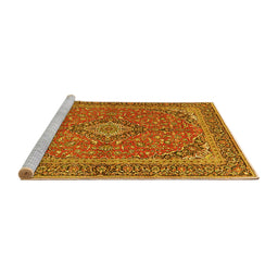 Sideview of Machine Washable Persian Yellow Traditional Rug, wshtr968yw