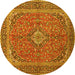 Round Persian Yellow Traditional Rug, tr968yw