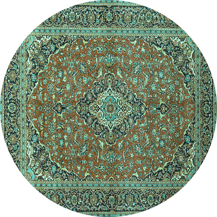 Round Persian Turquoise Traditional Rug, tr968turq