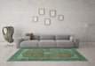 Machine Washable Persian Turquoise Traditional Area Rugs in a Living Room,, wshtr968turq