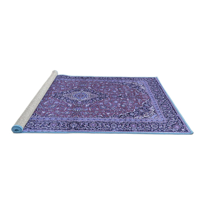 Sideview of Machine Washable Persian Blue Traditional Rug, wshtr968blu