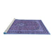 Sideview of Machine Washable Persian Blue Traditional Rug, wshtr968blu