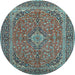 Round Persian Light Blue Traditional Rug, tr968lblu