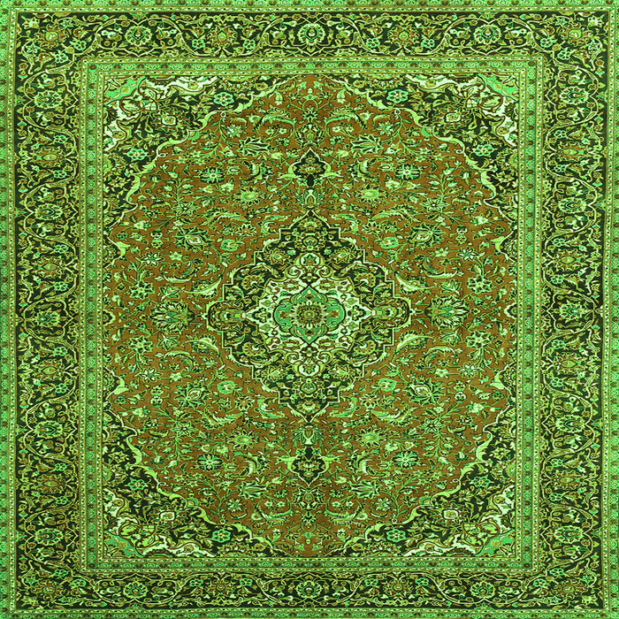 Round Machine Washable Persian Green Traditional Area Rugs, wshtr968grn