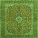 Round Machine Washable Persian Green Traditional Area Rugs, wshtr968grn