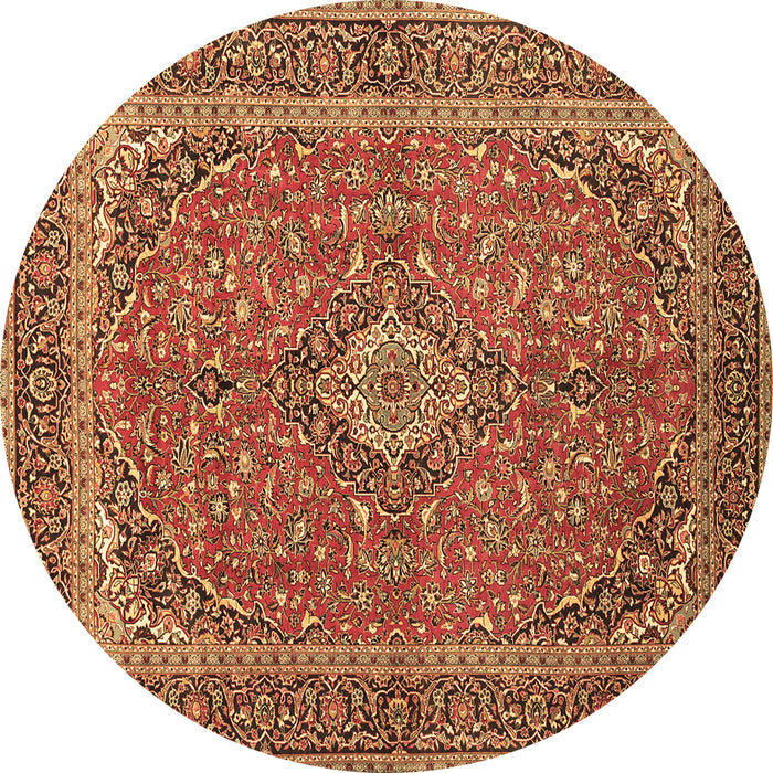 Round Machine Washable Persian Brown Traditional Rug, wshtr968brn