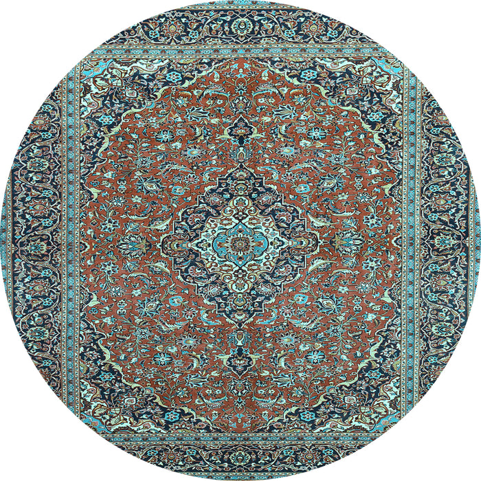 Round Machine Washable Persian Light Blue Traditional Rug, wshtr968lblu