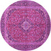 Round Machine Washable Persian Purple Traditional Area Rugs, wshtr968pur
