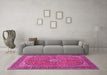 Machine Washable Persian Pink Traditional Rug in a Living Room, wshtr968pnk