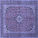 Square Machine Washable Persian Blue Traditional Rug, wshtr968blu
